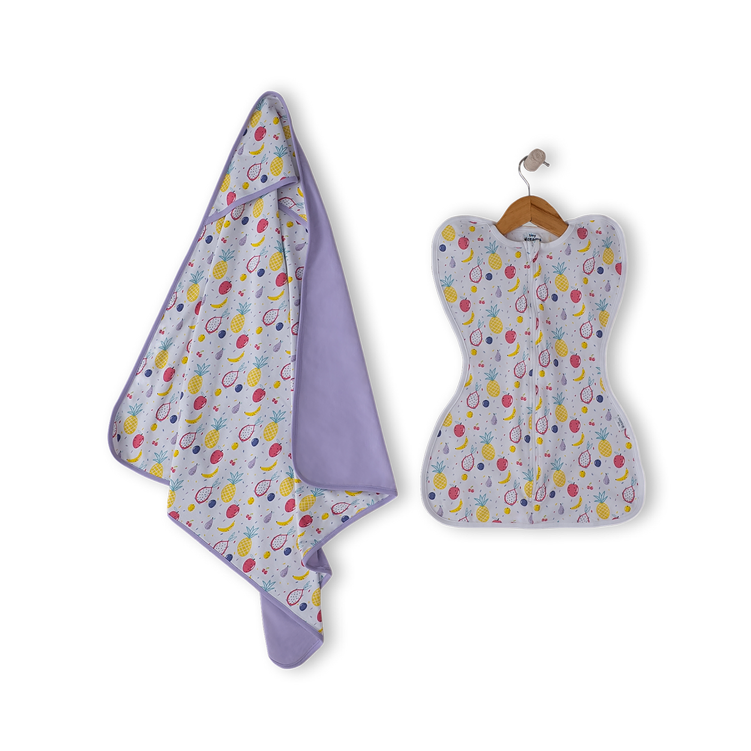 Little Fruts Baby Blanket & Swaddle Set (2 Pcs) |0-3 Months | Soft & Breathable Fabric | Blanket,Swaddle
