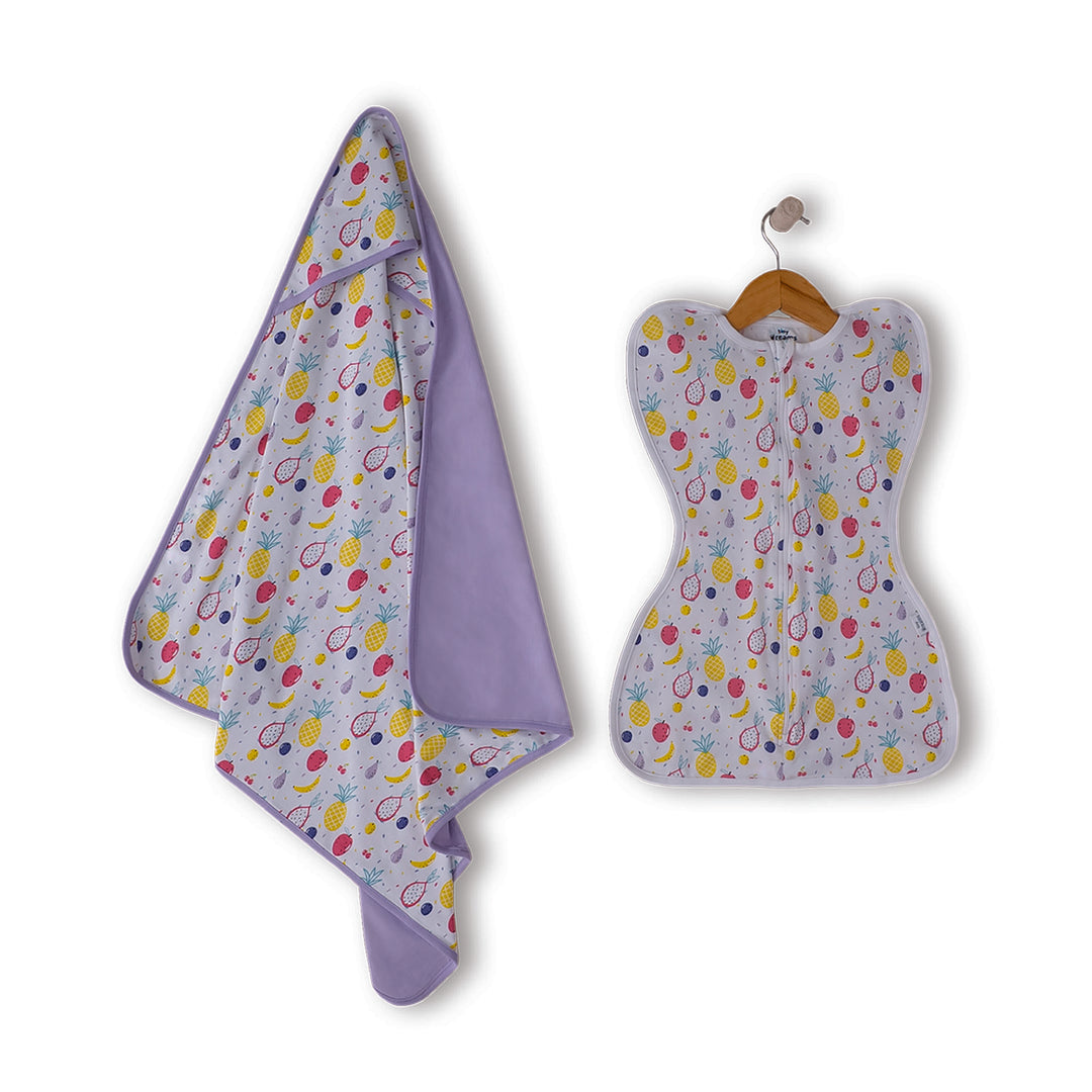 Tiny Dreams Little Fruts Baby Blanket & Swaddle Set (2 Pcs)| Soft & Breathable Fabric | Blanket, Swaddle