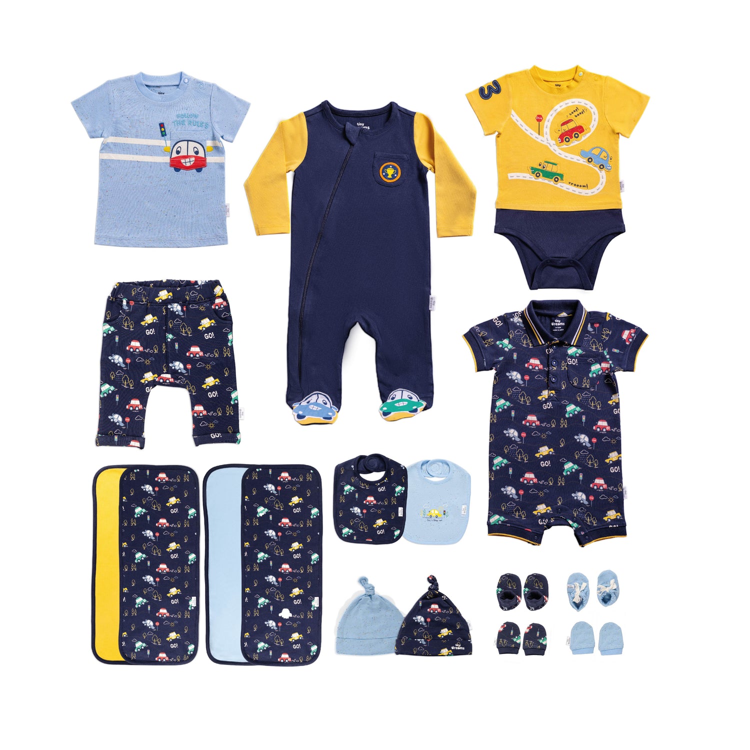 Retro Cars Boy Layette Set - 15 Pcs
