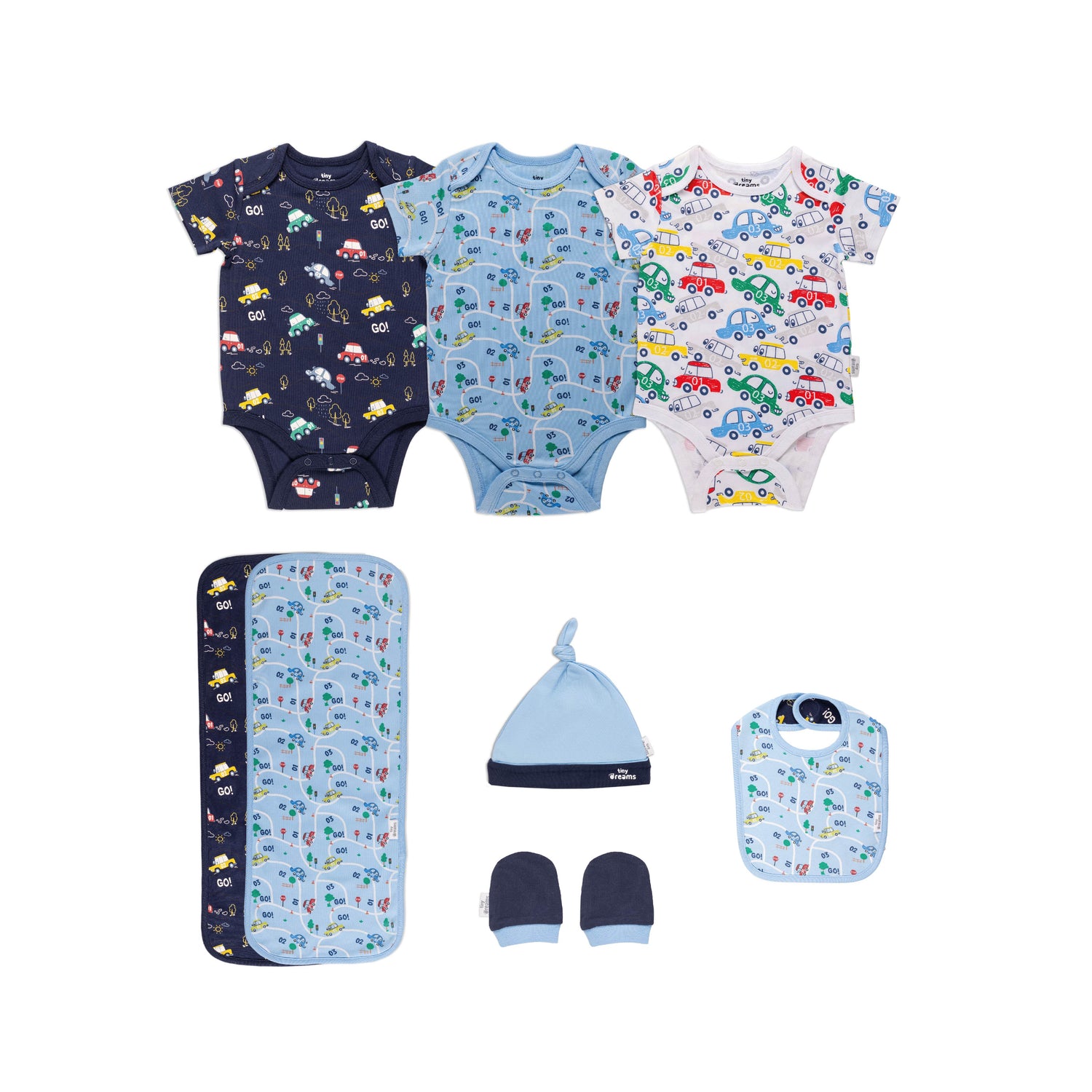 Retro Cars Boy Layette Set - 7 pcs